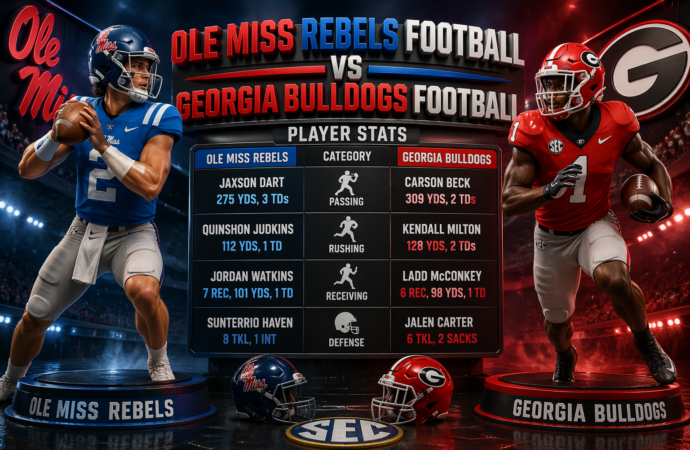 Ole Miss Rebels Football vs Georgia Bulldogs Football Match Player Stats